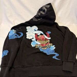 Bibisama Oni Anime Hoodie Mens Sz M-L Japanese Otaku Embroidered Streetwear EUC